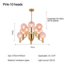 Axyaa Gold LED Chandelier with Pink Glass Shades for Home Decor