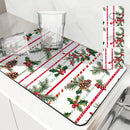 Axyaa Christmas Stripes Kitchen Absorbent Mat