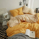 Axyaa Double Washed Cotton Bedding 4pc Set - High Quality Solid Color Premium Bed Linen