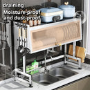 Stainless Steel Dish Drainer Rack by Axyaa: Organizer for Plates, Bowls, Utensils