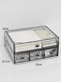 Acrylic Desk Organizer Drawer Set by Axyaa: Transparent Desktop Storage for Stationery & Books