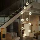 Axyaa Gold LED Acrylic Chandelier - Minimalist Round Ball Staircase Lighting