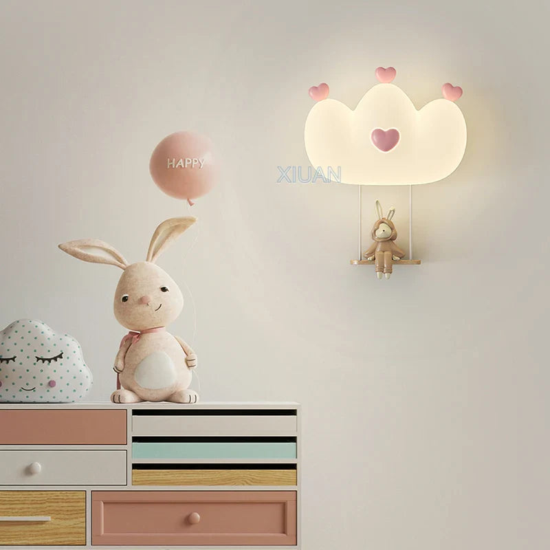 Axyaa Pink Crown Wall Lamps for Girl Kids Room Night Light