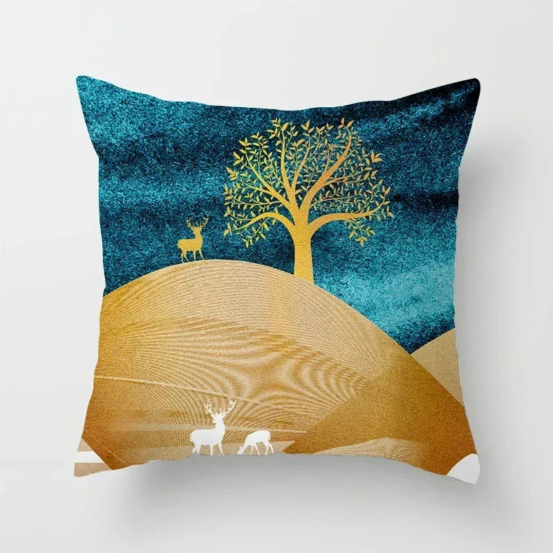 Golden Tree Forest Pillow Case by Axyaa: Car/Home Sofa Bed Decor, 45x45cm Decorative Cushion Cover