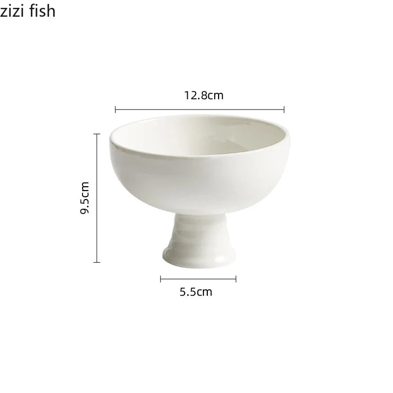 Axya Round Ceramic High Feet Dinner Bowl Set