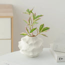 Axyaa White Ceramic Calabash Vase for Room Decoration and Floral Arrangement