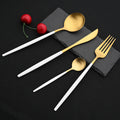 Axyaa 24-Piece Stainless Steel Cutlery Set - Matte Silver Western Flatware Tableware