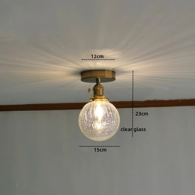 Axyaa Modern Amber Glass LED Ceiling Lights with Copper Socket for Home Decoration