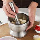 Axya 304 Stainless Steel Garlic Masher Stone Mortar for Household Grinding