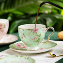 Axyaa English Porcelain Pink Floral Coffee Cup Saucer Bone Teacup Mug