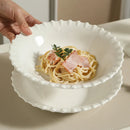 Axyaa White Lace Ceramic Deep Plate Pasta Set for Hotels & Restaurants