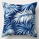 Axyaa Blue Leaf Pillowcases Set of 4, 17.7" x 17.7" - Home Sofa Decoration