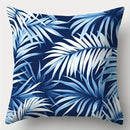 Axyaa Blue Leaf Sofa Cushion Cover Set of 4 - 17.7" Home Decor Pillowcase