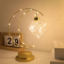 Axyaa Iron Moon Star Night Light for Bedroom, Navidad Christmas Decor, Atmosphere Table Lamp