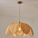 Axyaa Petal Rattan Pendant Light - Chinese Style Handmade Design for Living & Dining Rooms