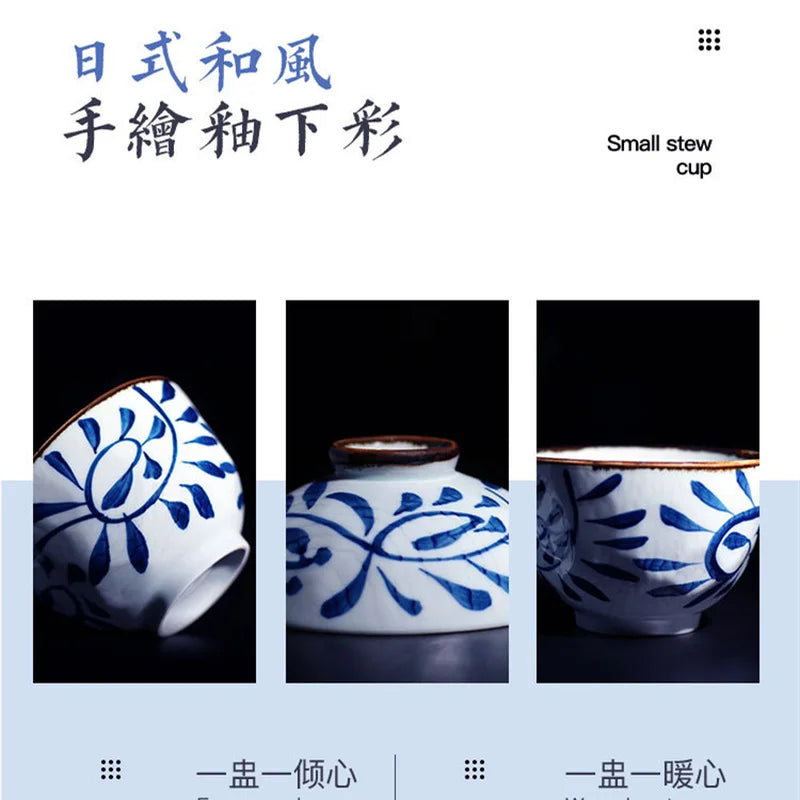 Axya Hand-painted Ceramic Stew Pot with Lid - Kitchen Tableware Soup Bowl