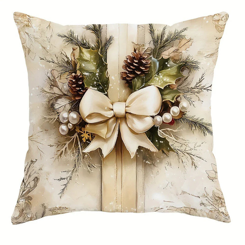 Axyaa Christmas Pillowcase Set for Home Decor - Santa Claus Reindeer Tree Design