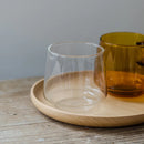 Axyaa 350ml Stackable Glass Coffee Tea Cup in Amber Blue Green Colors
