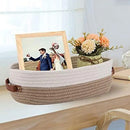 Axyaa Cotton Rope Storage Basket with Handle - Large Capacity Desktop Organizer