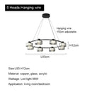 Axyaa Minimalist Glass LED Chandelier for Living Room, Restaurant, Kitchen, Bedroom - Dimmable Lighting