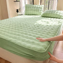 Axyaa Plush Shaggy Fur Mattress Cover Soft Elastic Fitted Sheet Solid Color Protector