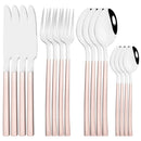 Axyaa Rose Gold Cutlery Set - 16-Piece Stainless Steel Dinnerware Flatware