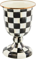 Axyaa Courtly Check Pedestal Vase & Centerpiece - Black-and-White Flower Holder