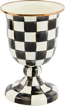 Axyaa Courtly Check Pedestal Vase & Centerpiece - Black-and-White Flower Holder