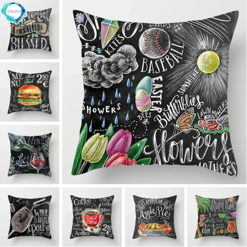 Axyaa Coffee Burger Wine Pie Juice Cushion Cover 45x45cm
