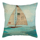 Marine Ship Print Linen Cushion Cover for Home Sofa Decor by Axyaa
