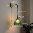 Axyaa Retro LED Wall Lamps, Copper Glass, Indoor Bedroom Bar Bathroom Mirror Light