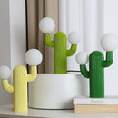 Axyaa Creative Cactus Table Lamp, French Cream Resin Night Light for Living Room