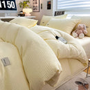Axyaa Waffle Jacquard Cotton Queen Bedding Set with Sheets, Quilt Cover & Pillowcases