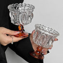 Axyaa Retro Embossed Tall Glass Goblet Nordic Style Coffee Cup Home Decor