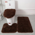 Axyaa 3 Piece White Bathroom Rugs Sets Non-Slip Bath Mats Lid Cover Contour Mat
