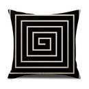 Axyaa Geometric Line Print Linen Cushion Cover - Home & Car Decor Pillowcase