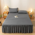 Axyaa Solid Color Bed Skirt with Elastic Band, Queen/King Size, Brushed Fabric