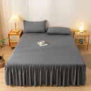 Axyaa Solid Color Bed Skirt with Elastic Band, Queen/King Size, Brushed Fabric