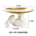 Axyaa Rabbit Ceramic Cake Plate: White Round Dinner Dish, Cute Animal Fruit Snack Plate