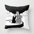 Axyaa Black Galaxy Planet Print Cushion Cover for Bedroom and Living Room