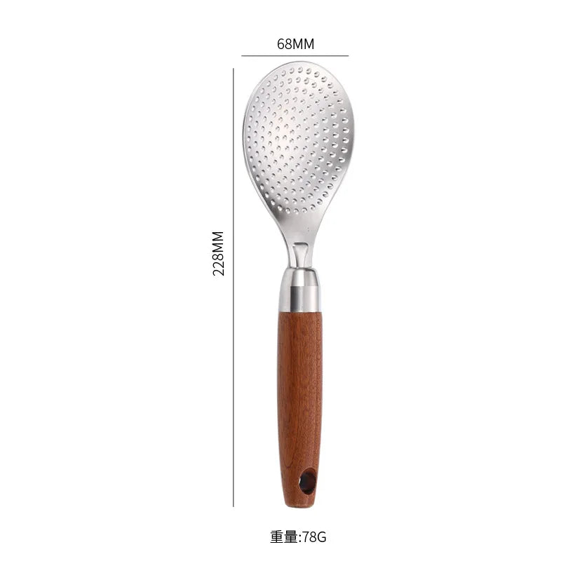 Axyaa Stainless Steel Rice Spoon with Wooden Handle
