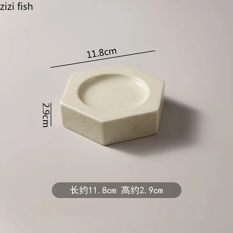 Axya Hexagonal Ceramic Dinner Plate: Molecular Cuisine Speciality Tableware