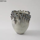 Axyaa Porous Edge Ceramic Vase, Desk Decoration, Flower Arrangement, Room Aesthetic Decor