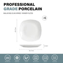 Axyaa 6-Piece 9.75" White Ceramic Porcelain Dinner Plate Set Dinnerware Tableware Service