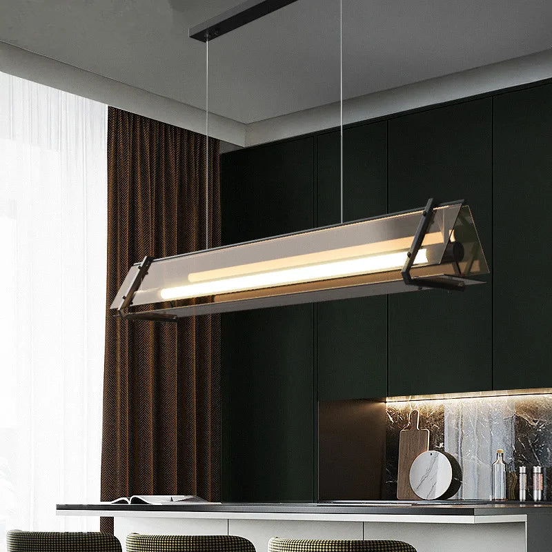 Axyaa Amber Glass Chandelier: Modern Minimalist Dining Table Pendant Light