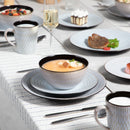 Axyaa Grey Embossed Stoneware Tableware Set for 4/8/12 Pieces