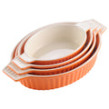 Axyaa 4-Piece Oval Baking Dish Set with Ceramic Handles - Ideal for Lasagne, Pie, Casserole