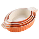 Axyaa 4-Piece Oval Baking Dish Set with Ceramic Handles - Ideal for Lasagne, Pie, Casserole