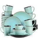 Axyaa Beige Embossed Stoneware Tableware Set for 4/8/12 - Dinner, Dessert, Soup, Mug