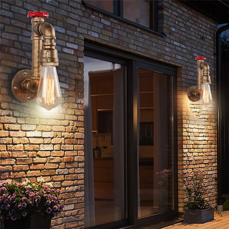 Axyaa Vintage Industrial Water Pipe Wall Light Sconce